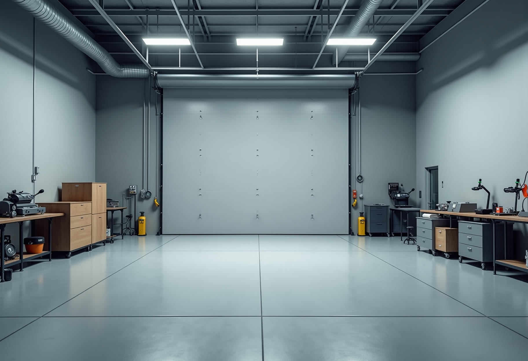 Detail bay at close of shift